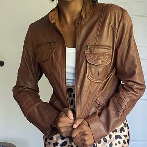 Brown faux leather jacket